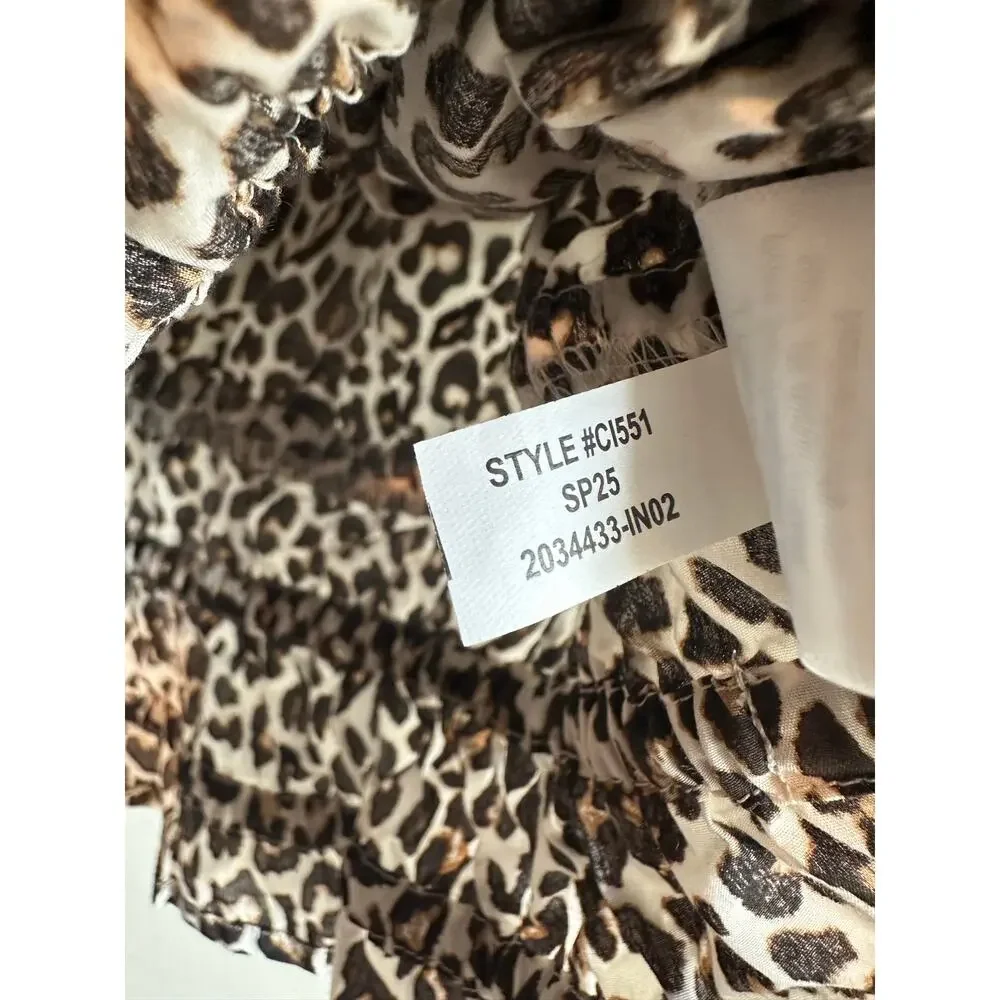 J. Crew Hyacinth Top Leopard Cotton Poplin XS Style CI551